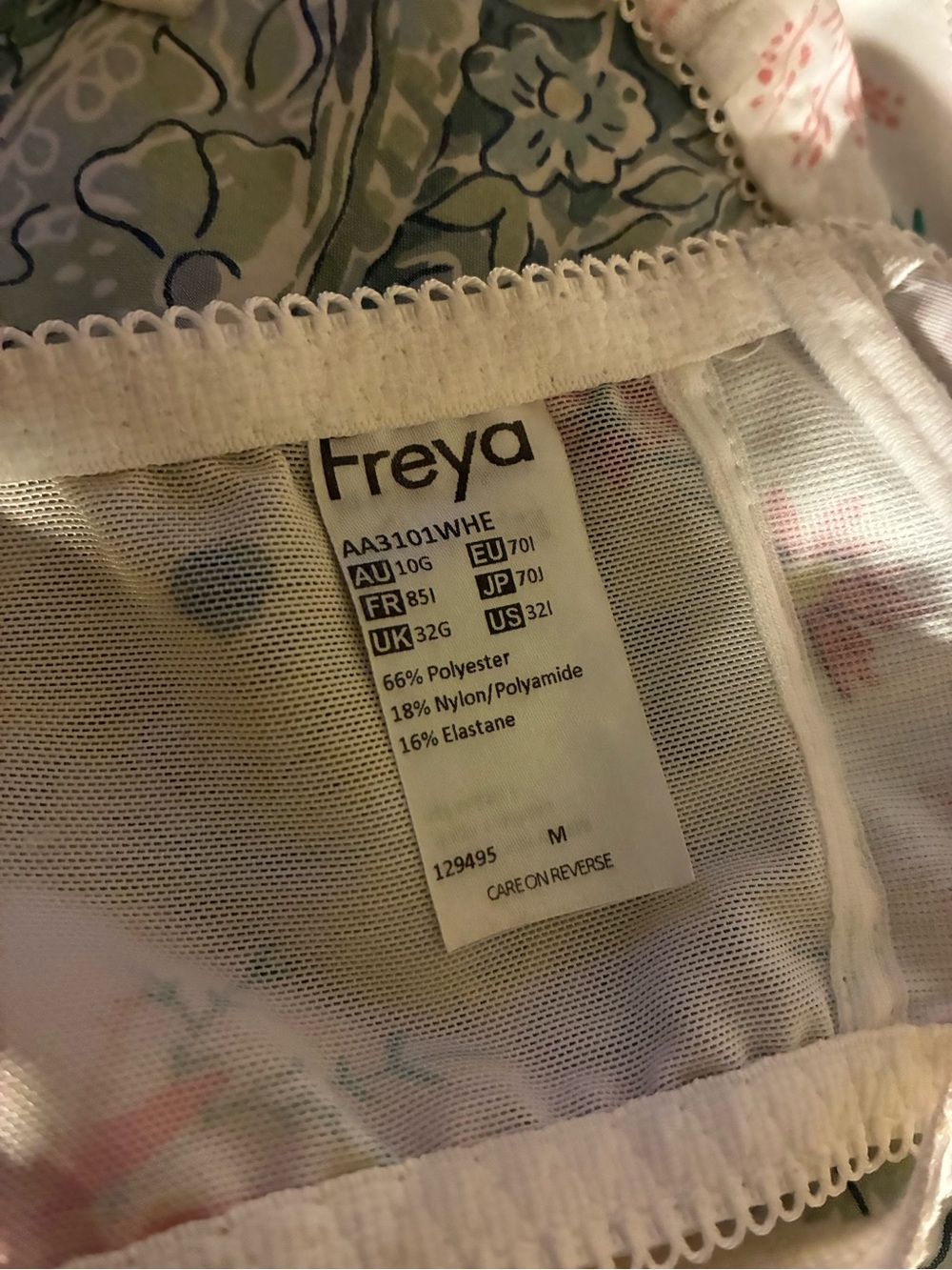 Freya Womens Florri Underwire Balcony Plunge Bra Sz32I White Floral - Picture 3 of 5
